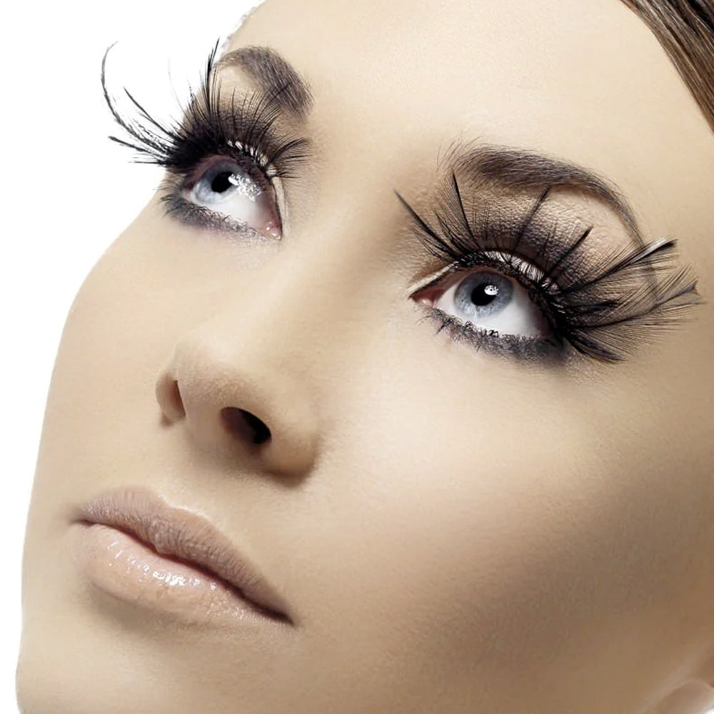 Fever Eyelashes Black Feathers With Plume 34983