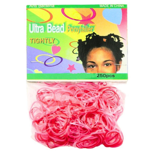 Small Hair Plait/Braiding Elastic Bands - 250 Pink Bands