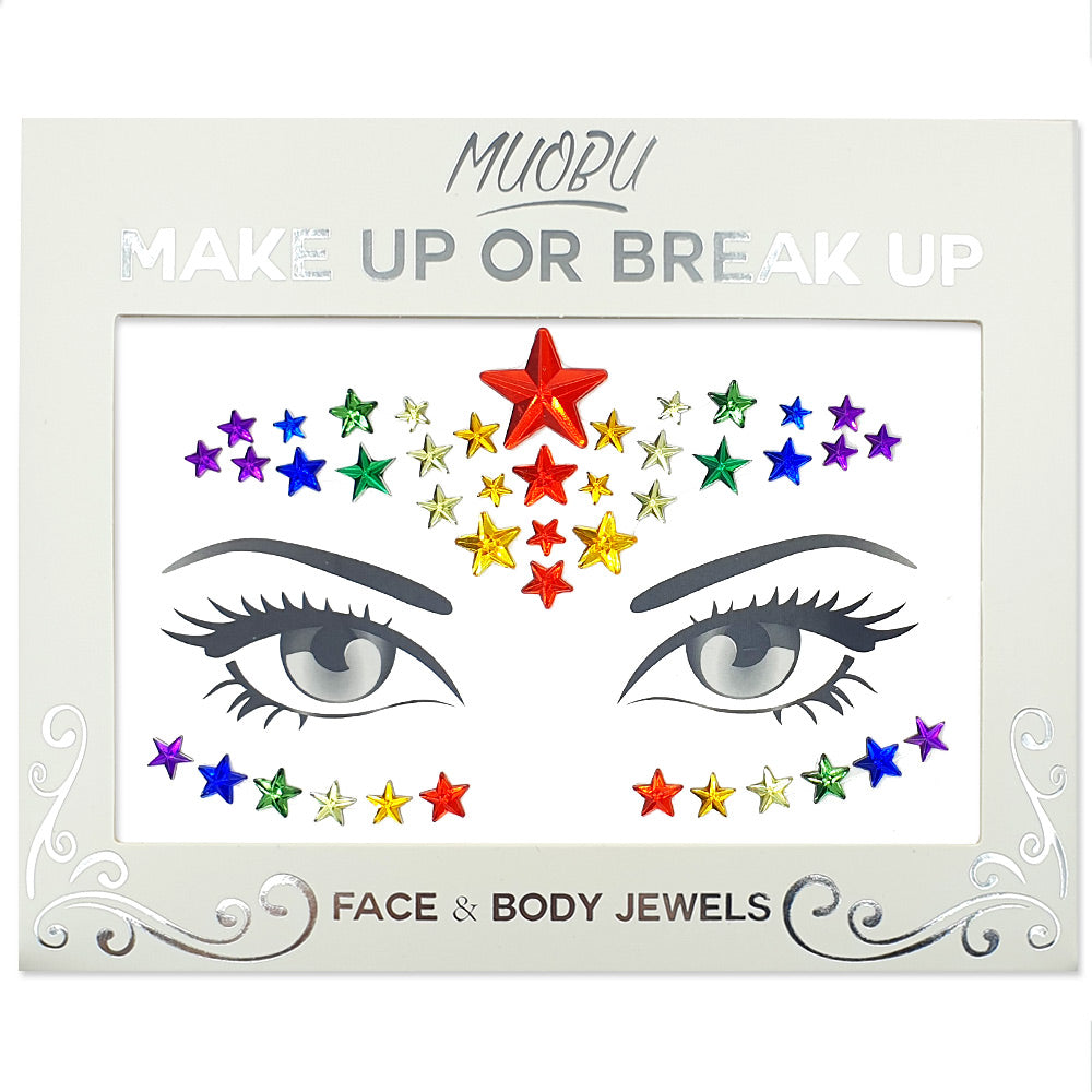 Festival Face Jewels Set - Gay Pride Rainbow Stars