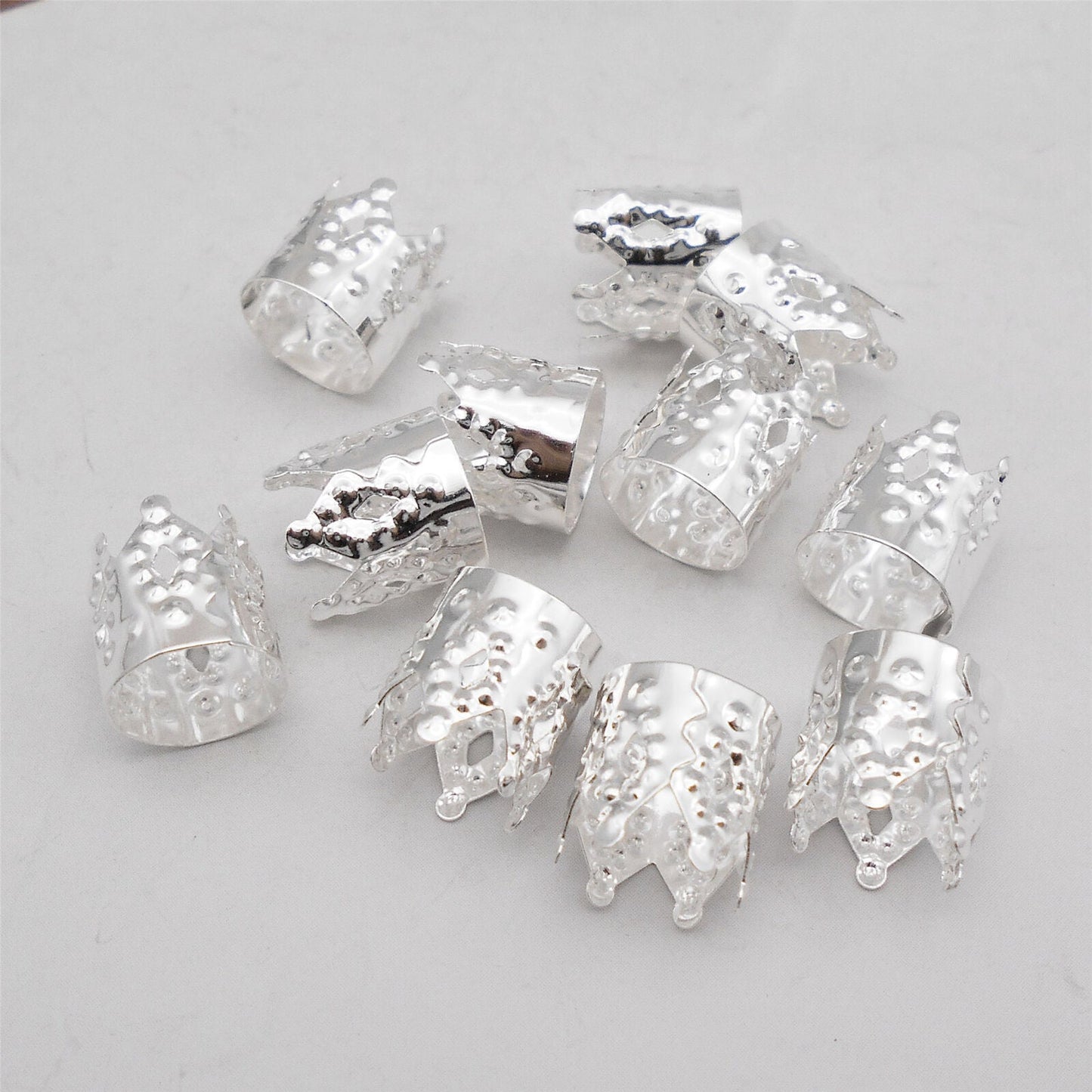 Silver Hair Cuffs - Crown Shape (For Hair Braids/Dreadlocks)