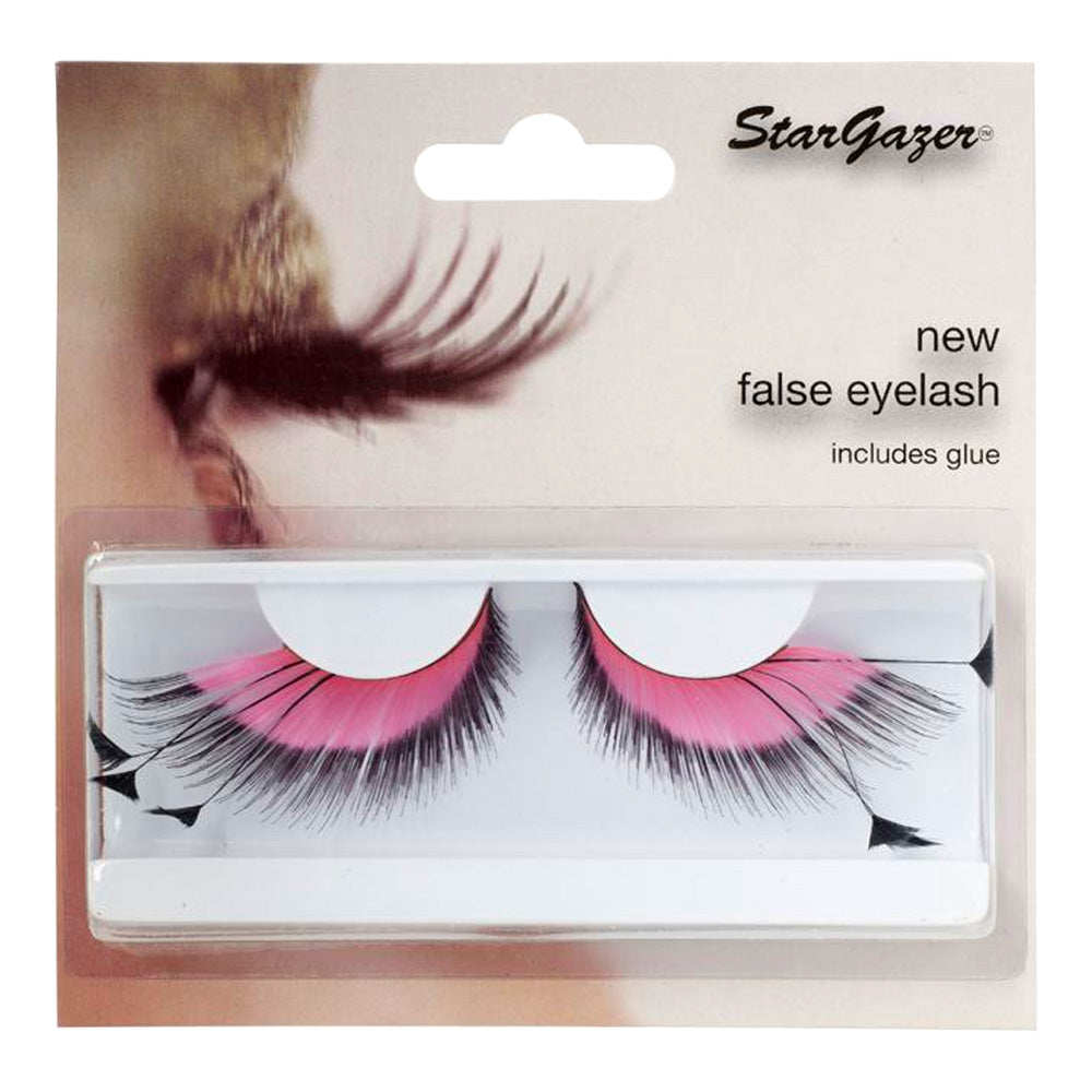 Festival False Lashes 53 - Pink & Black Feathers